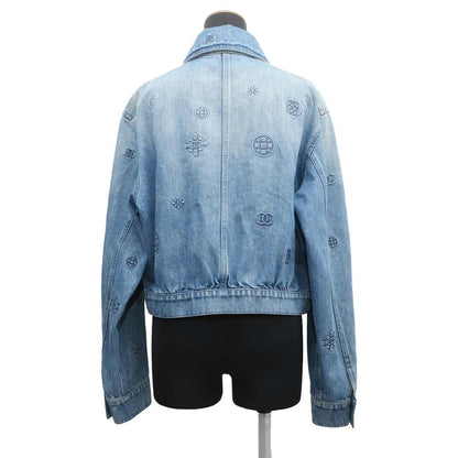 Chanel Icon Denim Jacket Size 42 Blue P70204 Cotton100%
