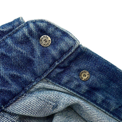 Chanel Icon Denim Jacket Size 42 Blue P70204 Cotton100%