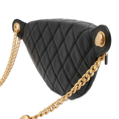 Chanel Matelasse CC Logo Heart Chain Crossbody Bag Black AP3761 Caviar Leather