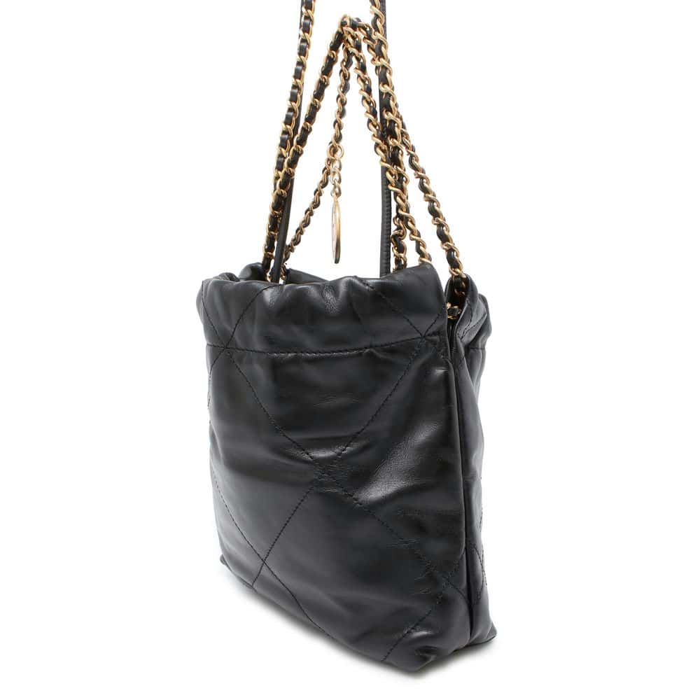 Chanel Chanel 22 HandBag Black AS3980 Shiny Calf Leather Size Mini