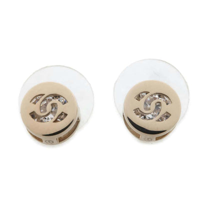Chanel Round CC Logo Earrings Gold ABE107 Metal Strass Color Stone