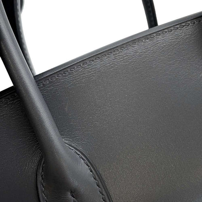 HERMES Birkin Gray/Ecru Toile H Box Calf Leather Size 30