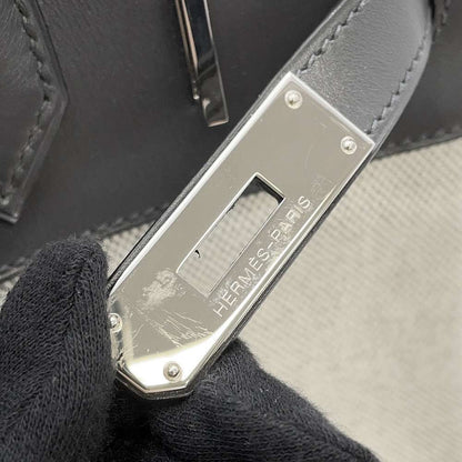 HERMES Birkin Gray/Ecru Toile H Box Calf Leather Size 30