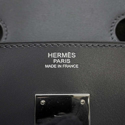 HERMES Birkin Gray/Ecru Toile H Box Calf Leather Size 30