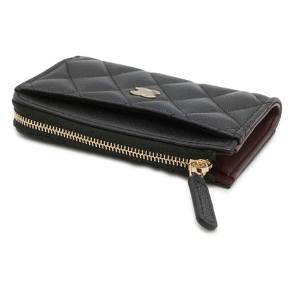 Chanel Matelasse Classic Zip Card Coin Purse Black AP3179 Caviar Leather