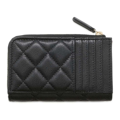 Chanel Matelasse Classic Zip Card Coin Purse Black AP3179 Caviar Leather