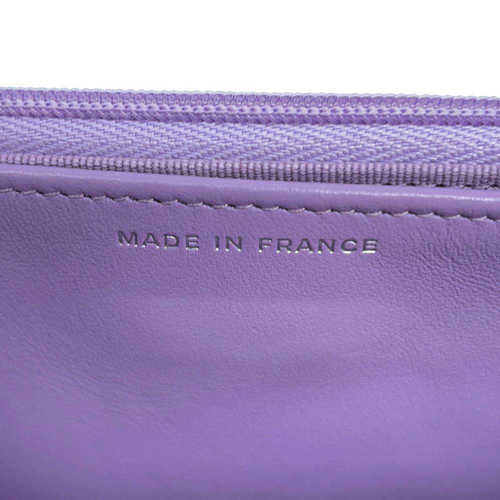 CHANEL Classic Matelasse CC Logo Chain Wallet Light Purple AP0250 Caviar Leather