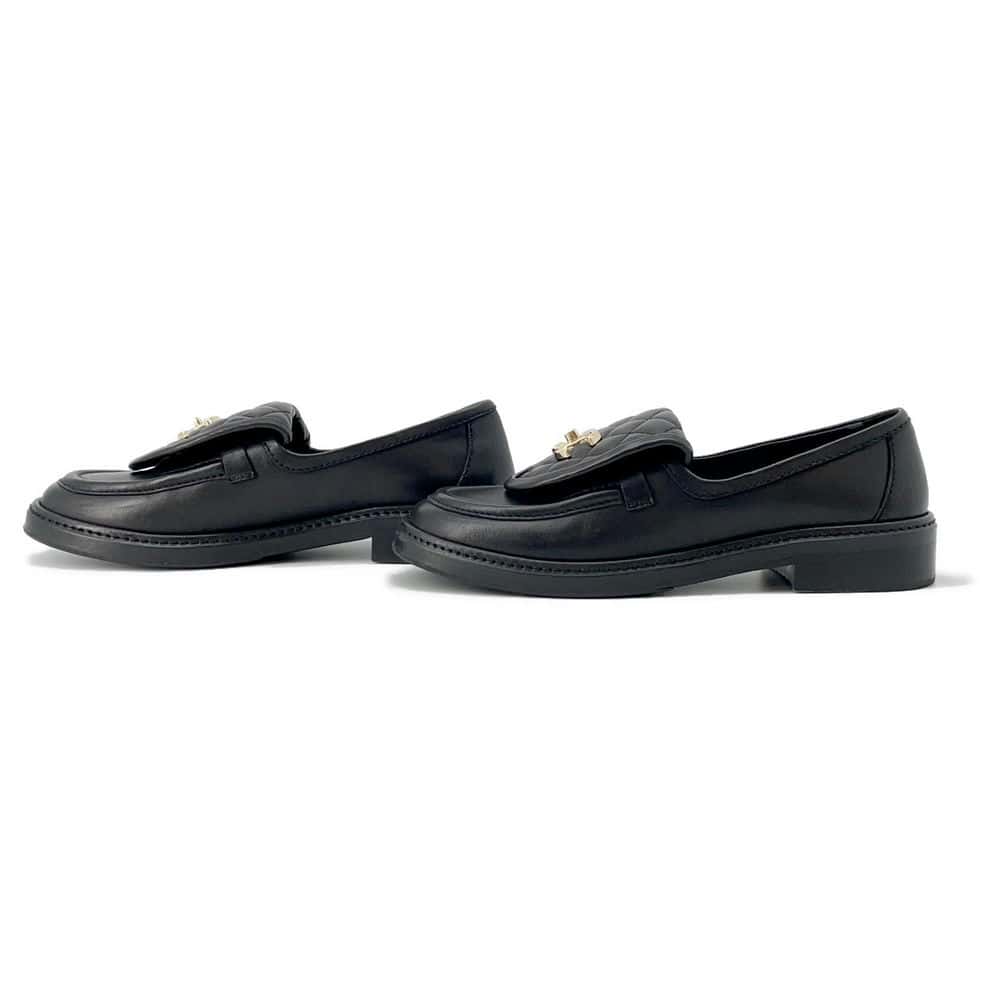 Chanel CC turnlock Matelasse loafers Black G36646 Lambskin Size 38C
