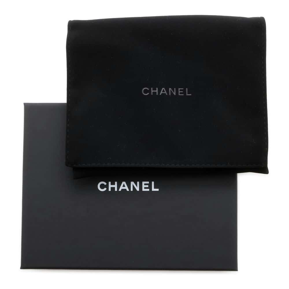 CHANEL Matelasse Rhinestone CC Logo Tri-Fold Wallet Black AP4175 Caviar Leather