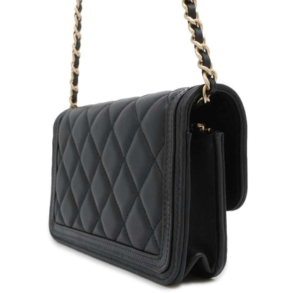 Chanel Matelasse Chain Phone Case Black AP3559 Lambskin Patent Leather