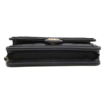 Chanel Matelasse Chain Phone Case Black AP3559 Lambskin Patent Leather