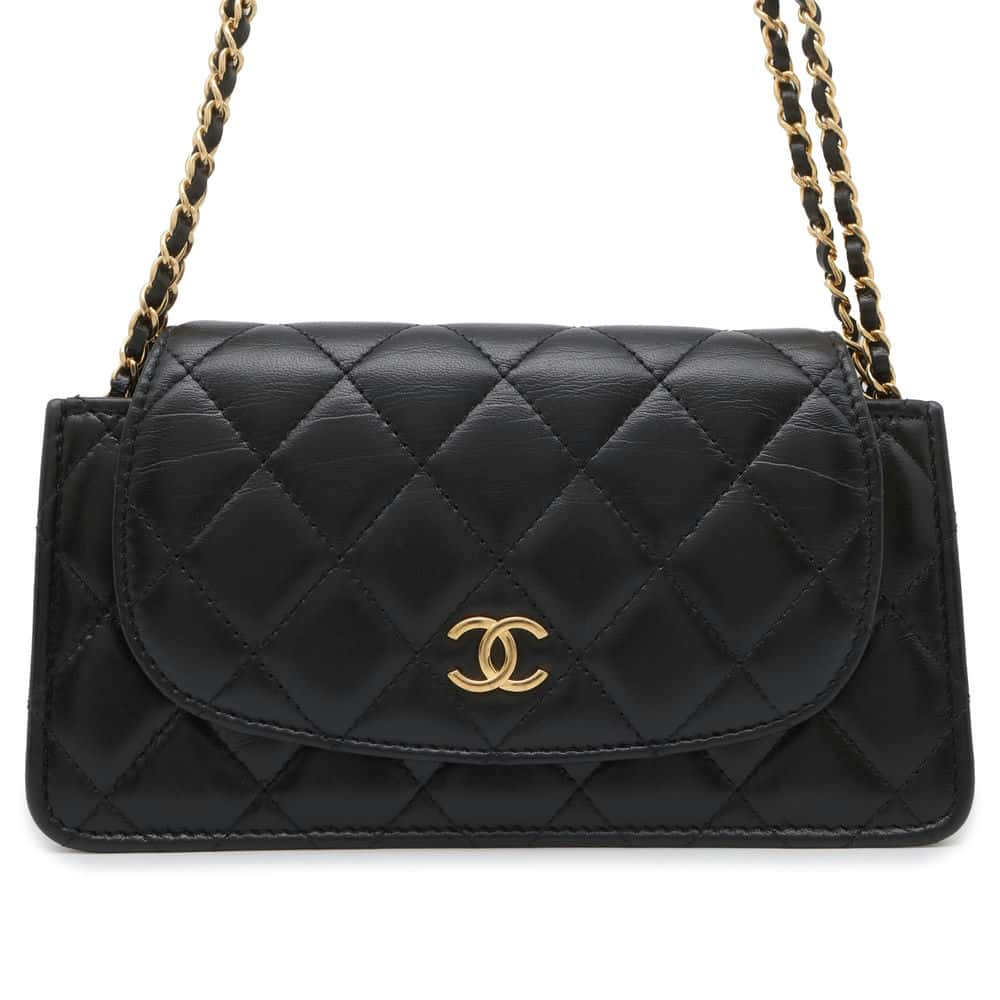 CHANEL Matelasse ChainShoulder wallet Black AP3003 Lambskin