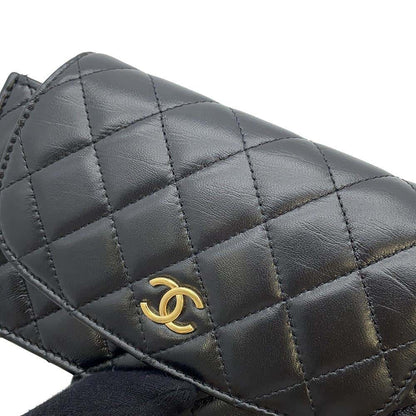 CHANEL Matelasse ChainShoulder wallet Black AP3003 Lambskin