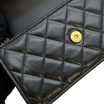 CHANEL Matelasse ChainShoulder wallet Black AP3003 Lambskin