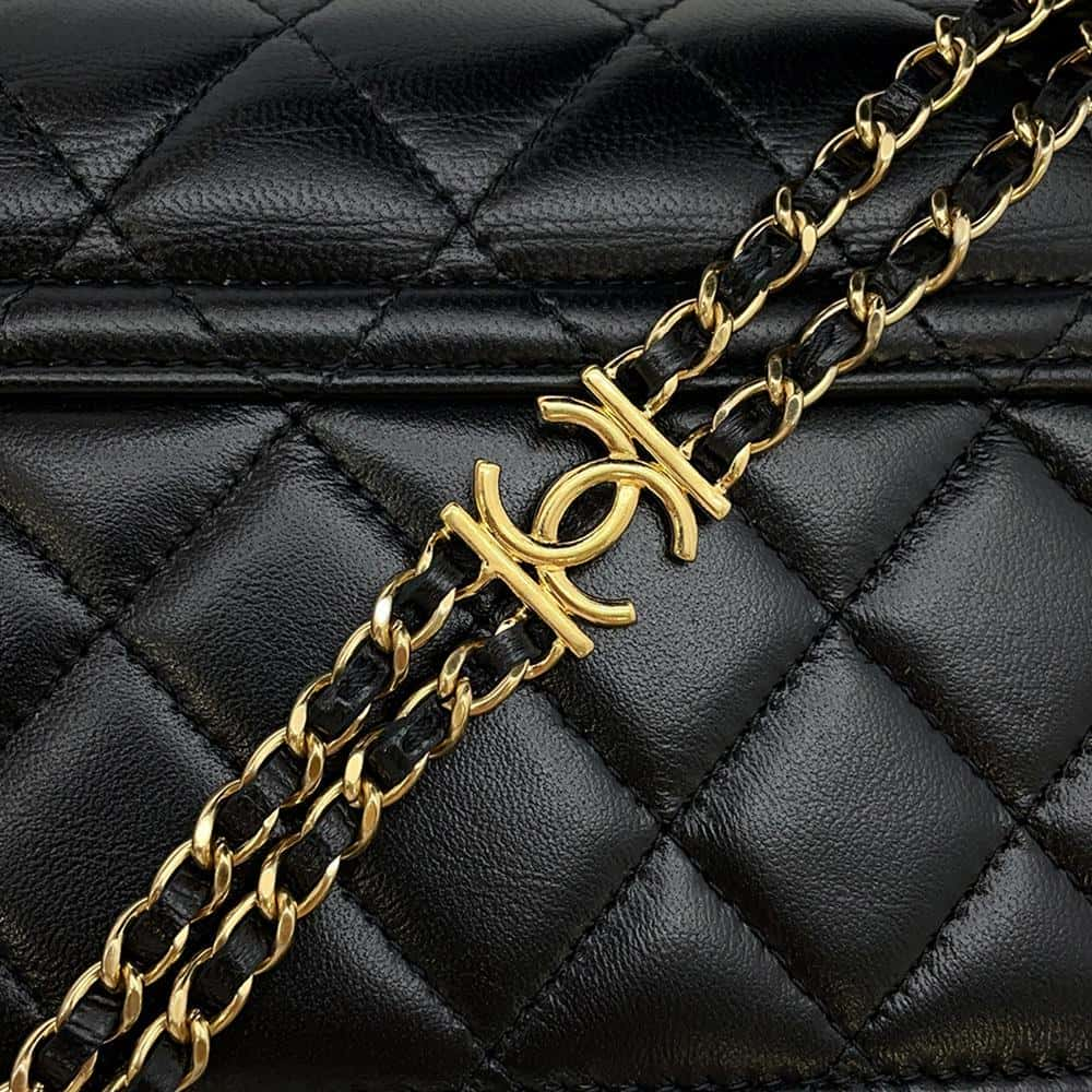 CHANEL Matelasse ChainShoulder wallet Black AP3003 Lambskin