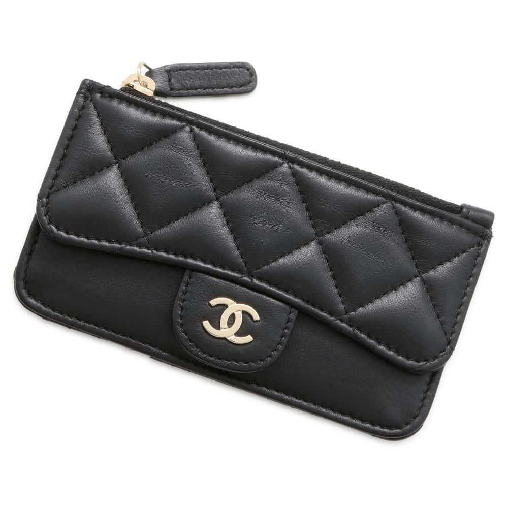 Chanel Matelasse Classic Zip Fragment Case Black AP2570 Lambskin