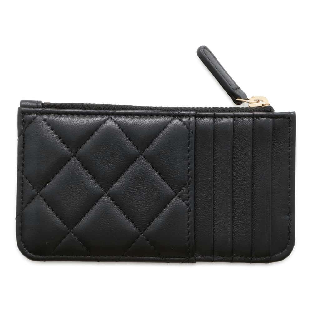 Chanel Matelasse Classic Zip Fragment Case Black AP2570 Lambskin
