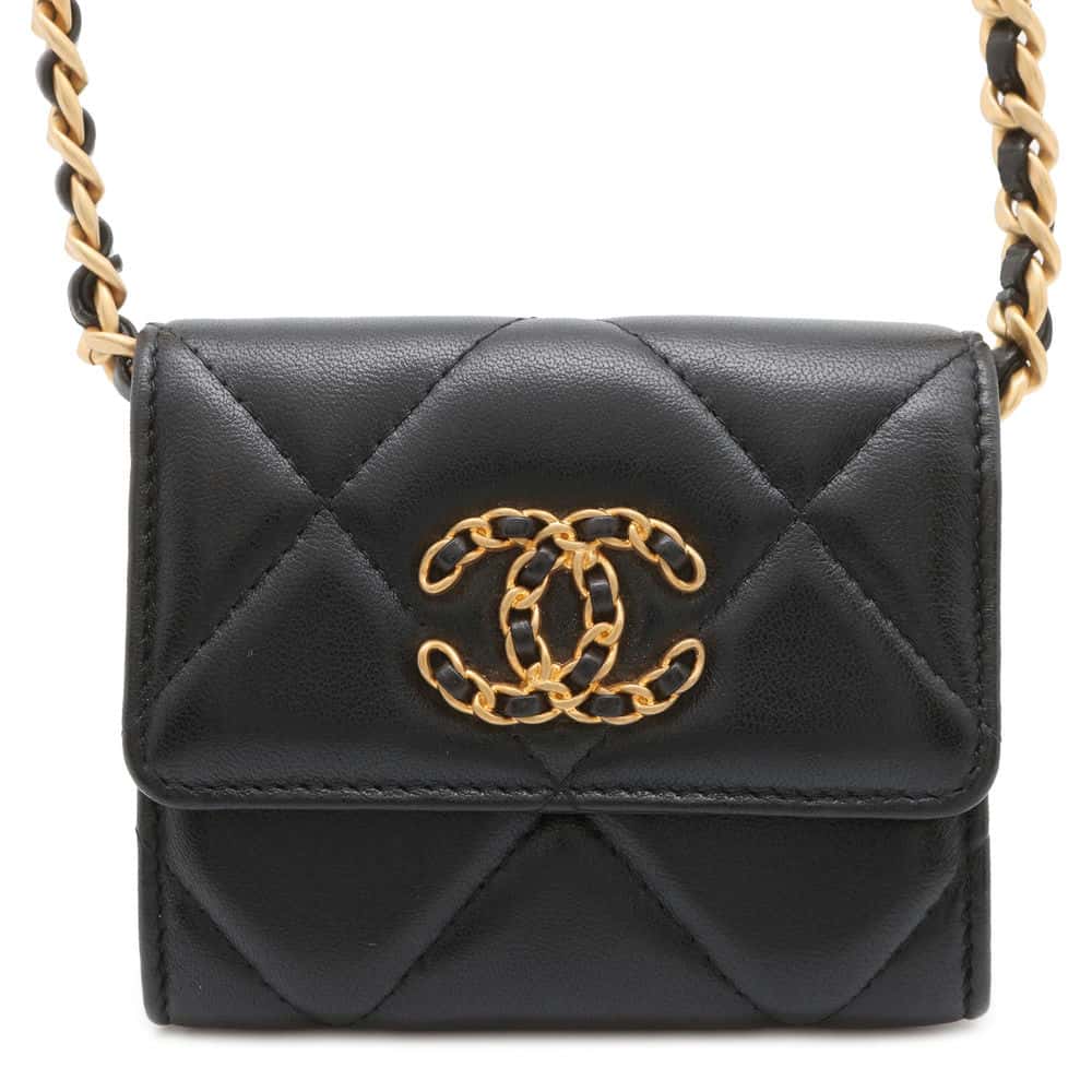 Chanel Chanel19 ChainShoulder Card Case Black AP2409 Lambskin