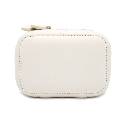 Chanel Matelasse Ball Chain Shoulder Vanity Bag White AP1447 Lambskin Size Small