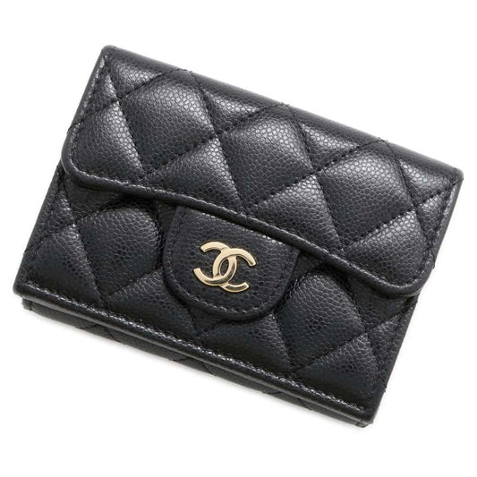 CHANEL Matelasse Classic Small Flap Wallet Black AP0230 Caviar Leather