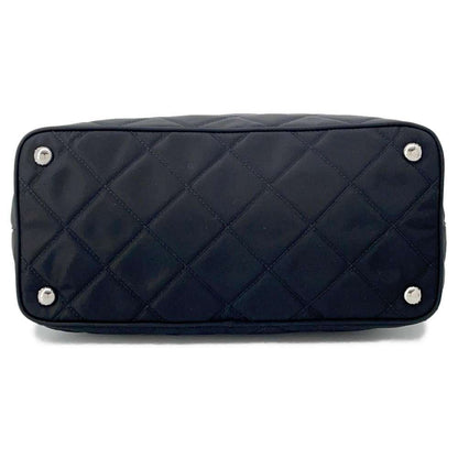 PRADA Quilted ChainTote Bag Black 1BG017 Nylon Leather