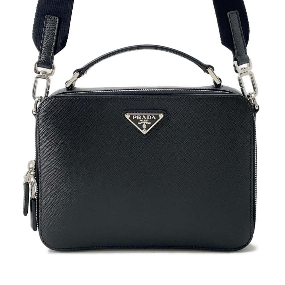 PRADA Saffiano Leather2wayShoulder Bag Black 2VH069 Leather