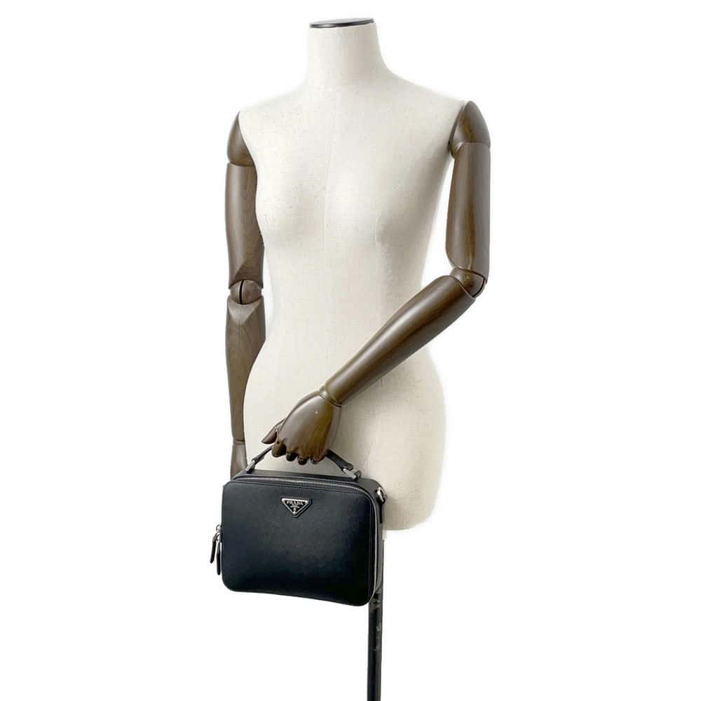 PRADA Saffiano Leather2wayShoulder Bag Black 2VH069 Leather