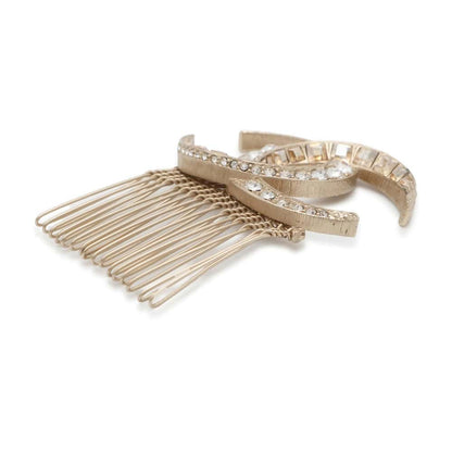 Chanel CC Logo Hair Comb Metal strass