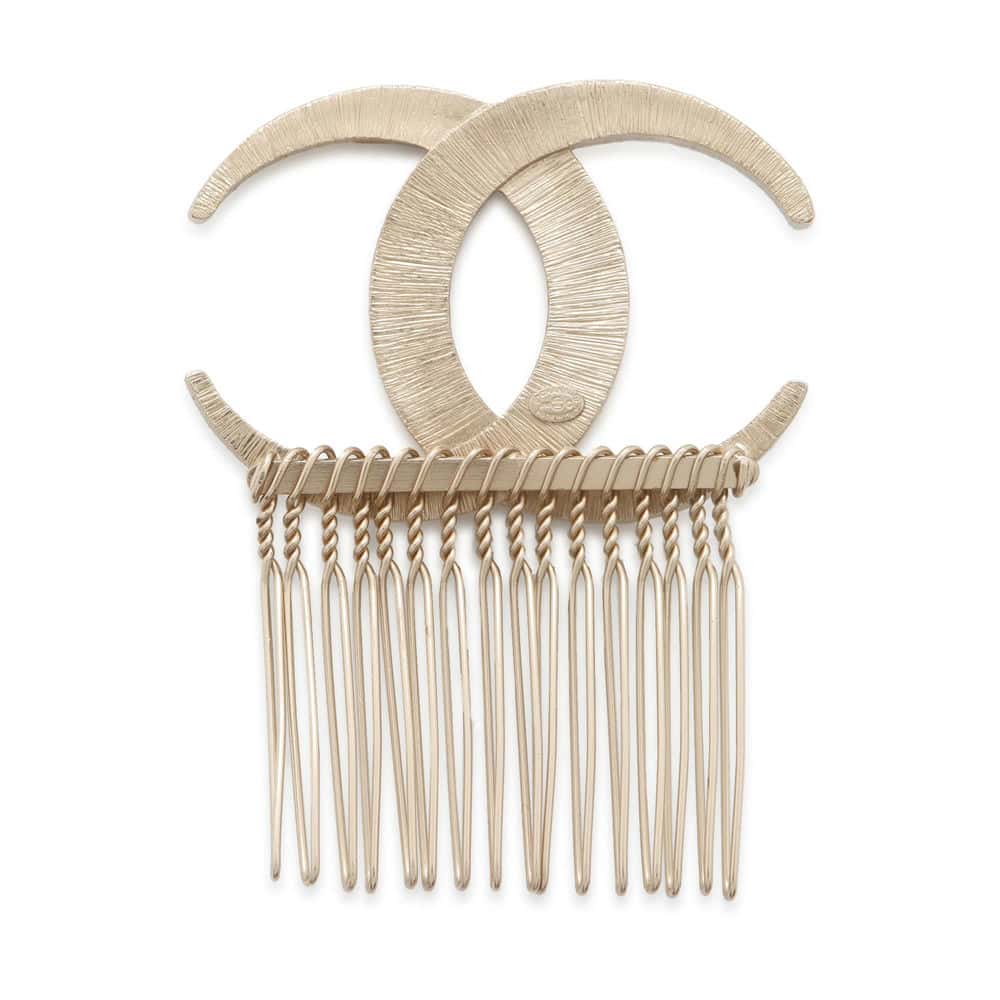 Chanel CC Logo Hair Comb Metal strass