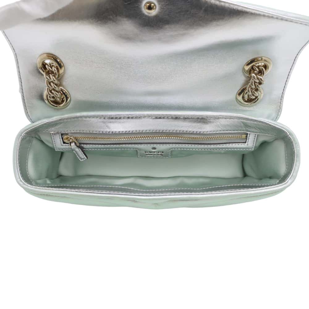 【RESERVED】GUCCI GG Marmont ChainShoulder Bag Green Aurora 443497 Leather