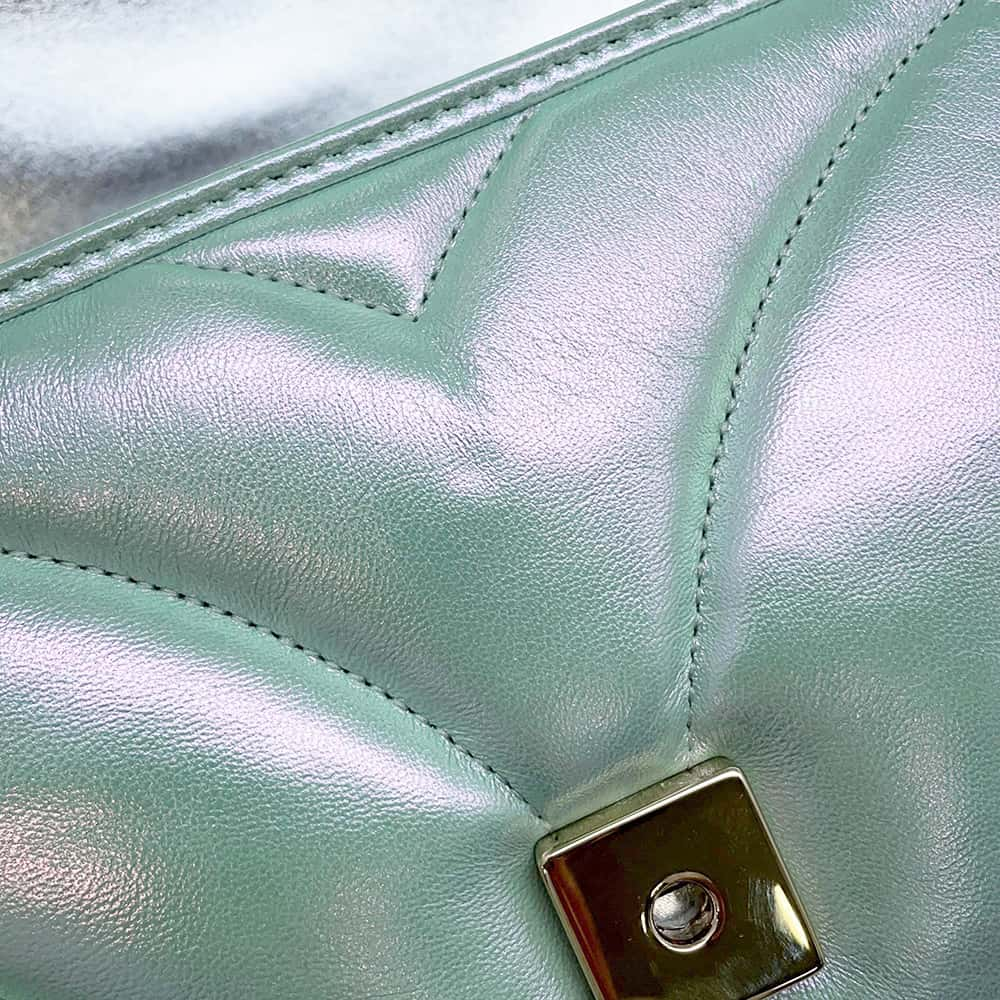 【RESERVED】GUCCI GG Marmont ChainShoulder Bag Green Aurora 443497 Leather