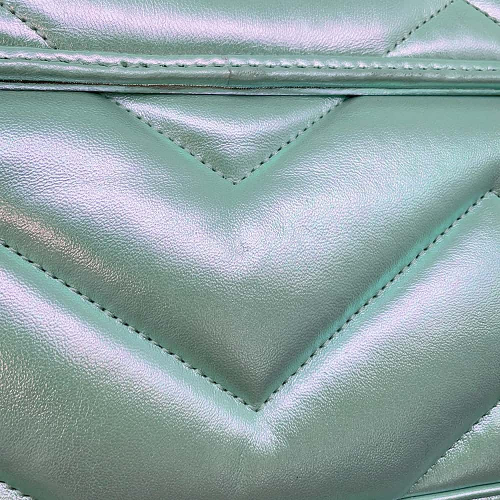 【RESERVED】GUCCI GG Marmont ChainShoulder Bag Green Aurora 443497 Leather