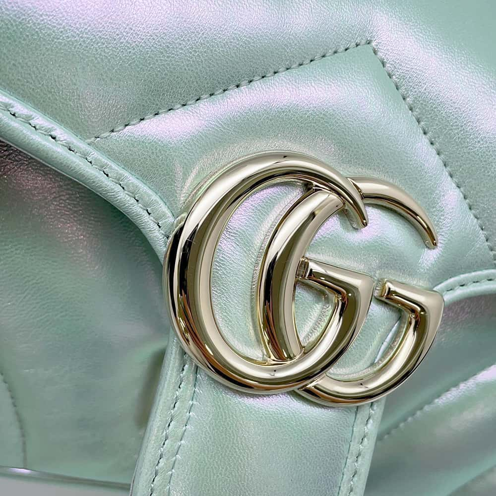 【RESERVED】GUCCI GG Marmont ChainShoulder Bag Green Aurora 443497 Leather