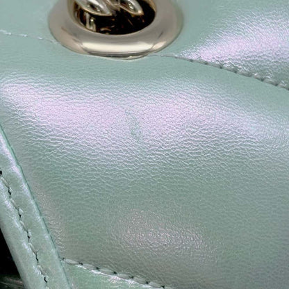 【RESERVED】GUCCI GG Marmont ChainShoulder Bag Green Aurora 443497 Leather