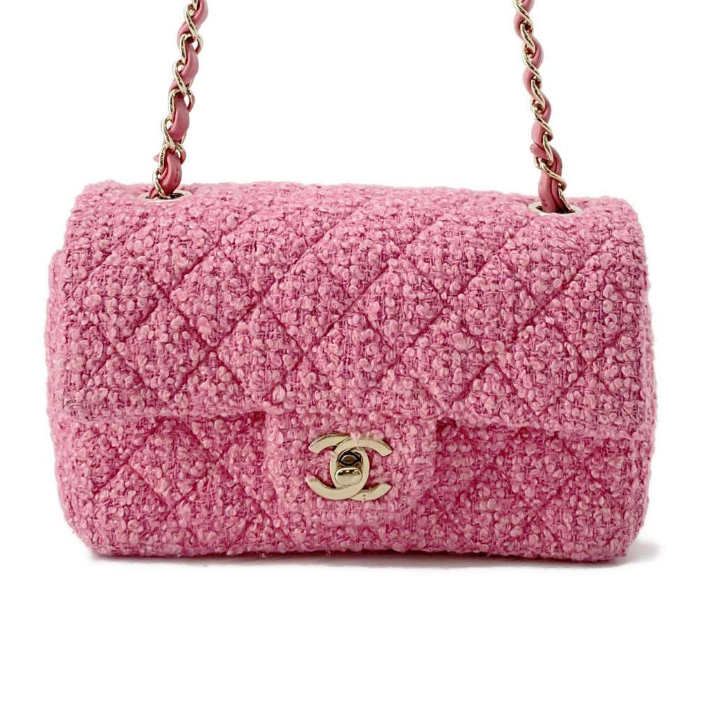 Chanel Mini Matelasse ChainShoulder Bag Pink A69900 Tweed
