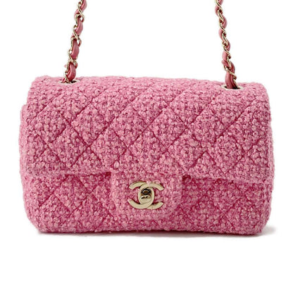 Chanel Mini Matelasse ChainShoulder Bag Pink A69900 Tweed