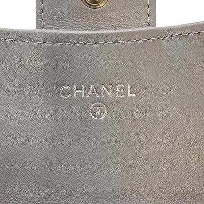 CHANEL Matelasse Classic Long Flap Wallet Gray AP0241 Lambskin