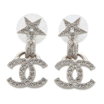 Chanel Star Motif CC Logo Earrings ABE289 Metal Rhinestone