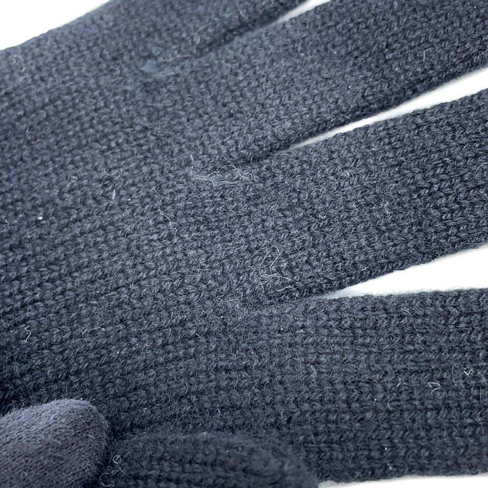 Chanel Matelasse CC Logo Gloves Size 11" Black/White Cashmere96% Polyamide4%
