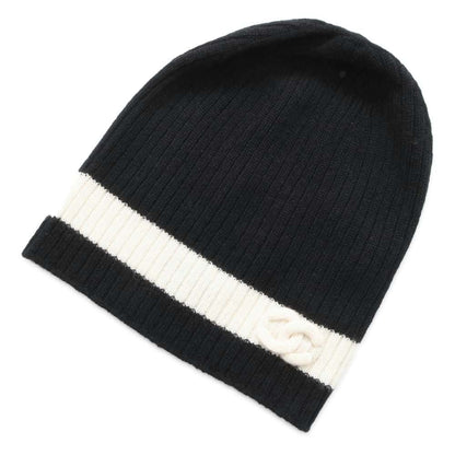 Chanel CC Logo KnitHat Black/White Cashmere100%