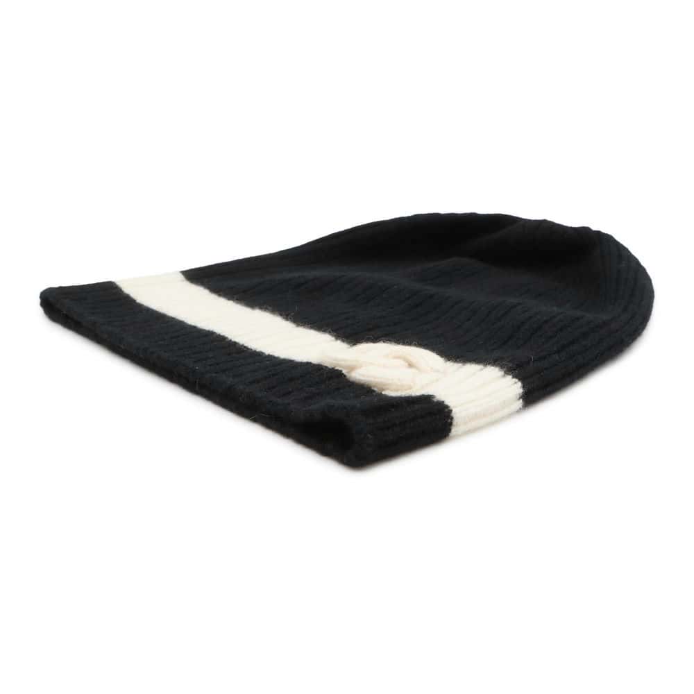 Chanel CC Logo KnitHat Black/White Cashmere100%