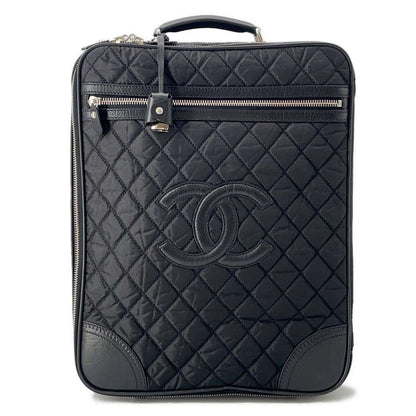 Chanel Matelasse CC Logo Paris New York Line Carry Case Black A33107 Nylon Leather