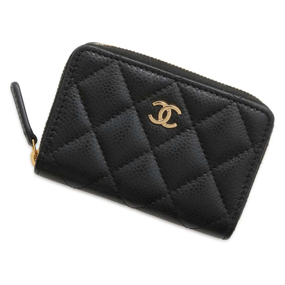 Chanel Matelasse Classic Zip Coin Purse Black AP0216 Caviar Leather