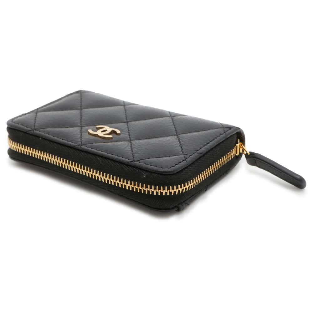 Chanel Matelasse Classic Zip Coin Purse Black AP0216 Caviar Leather