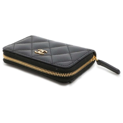Chanel Matelasse Classic Zip Coin Purse Black AP0216 Caviar Leather