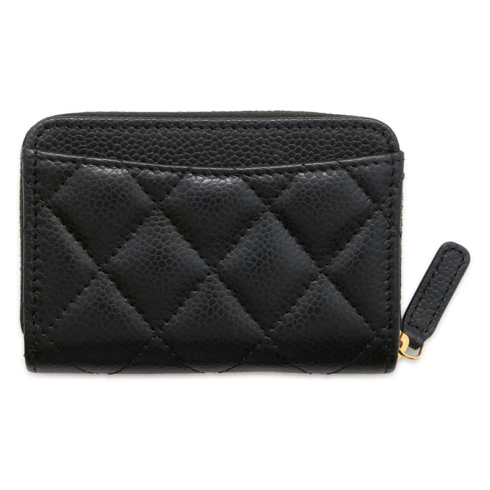 Chanel Matelasse Classic Zip Coin Purse Black AP0216 Caviar Leather