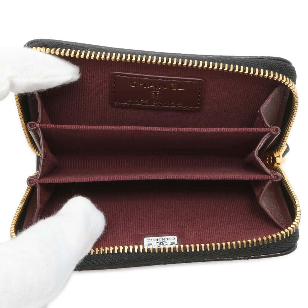 Chanel Matelasse Classic Zip Coin Purse Black AP0216 Caviar Leather