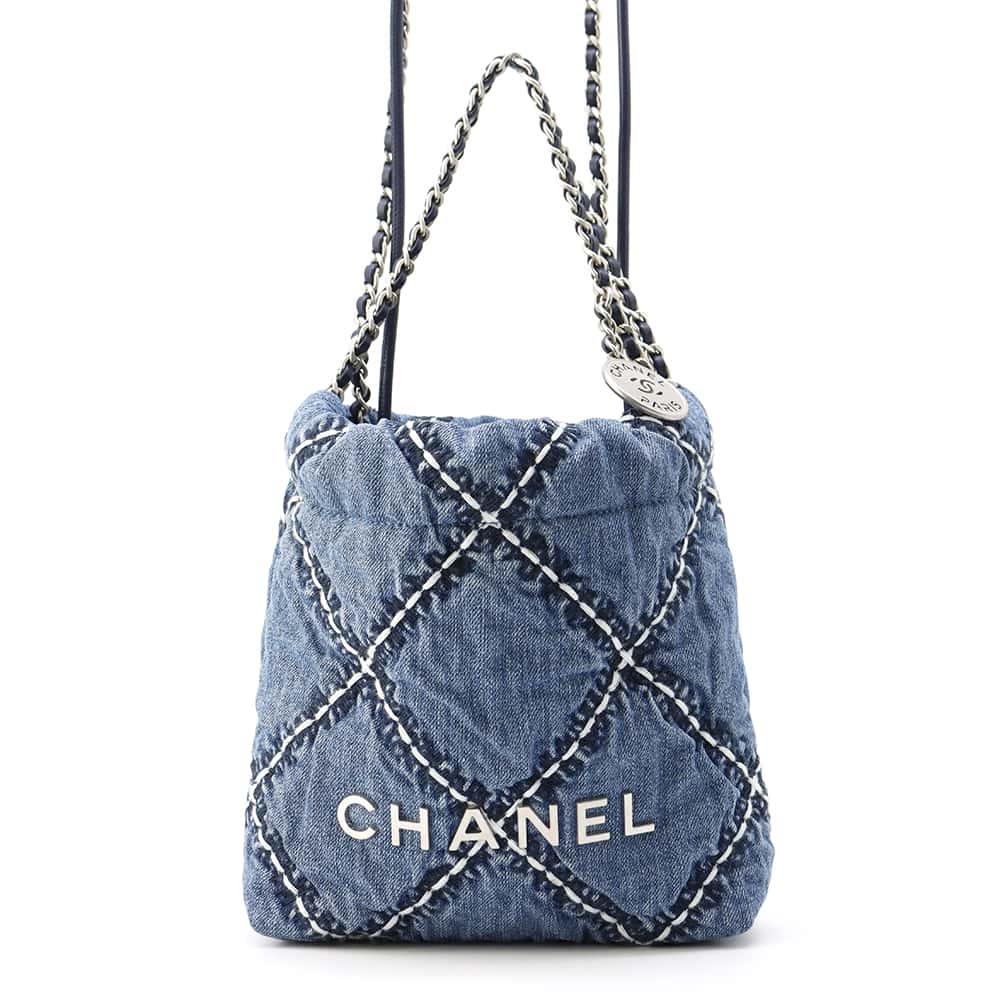 Chanel Chanel22 Stitch HandBag Blue AS3980 Denim Size Mini