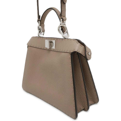 FENDI Peekaboo Icy You Gray 8BN327 Calf Leather Size Small
