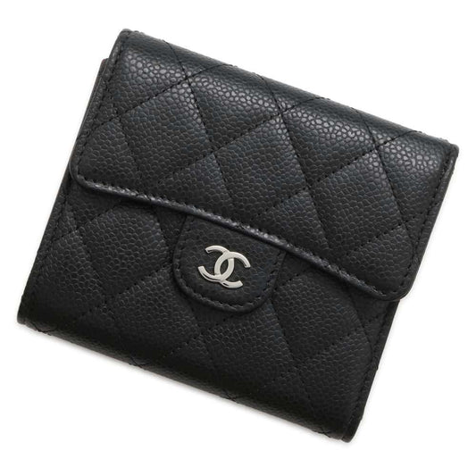 CHANEL Matelasse Classic Small Flap Wallet Black AP0231 Caviar Leather